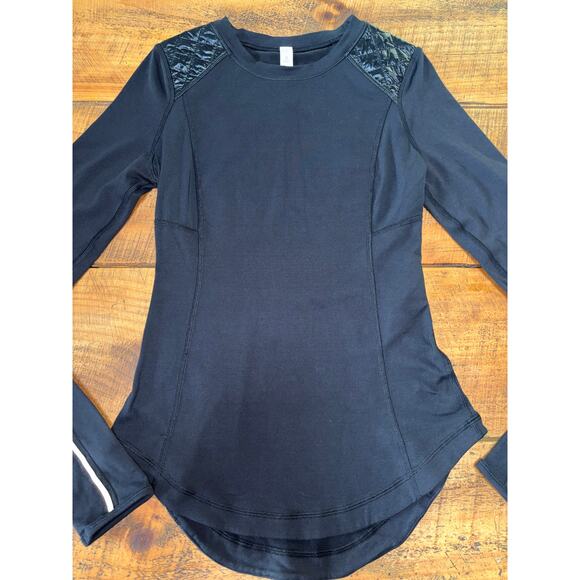 Lululemon Run Ice Queen Womens Black Long Sleeve Athletic Tee Reflective Logo 2 - Picture 3 of 11